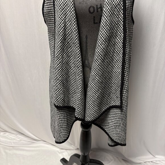 Chris & Carol Houndstooth Sleeveless Cardigan Womens Size Small Open Front Vest - Picture 3 of 8